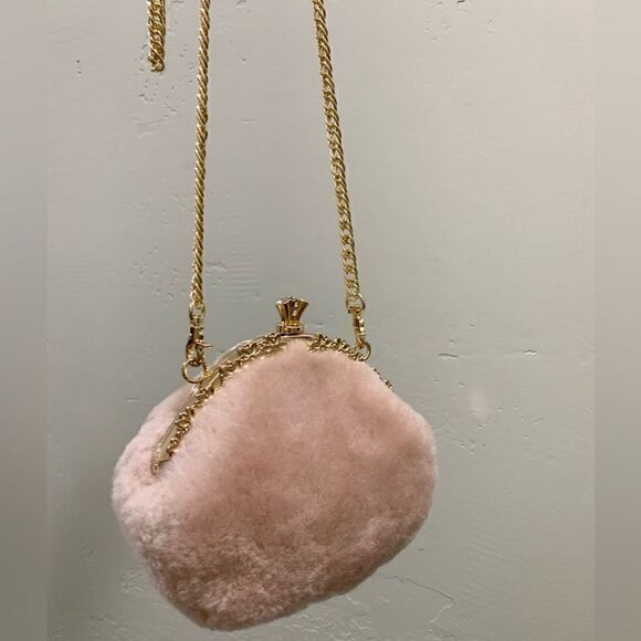 Handmade Cute Real Shearling Perfume Bottle Shaped Clutch/Wristlet/Crossbody - Picture 10 of 15